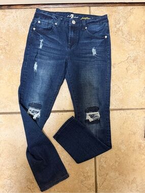 7 for All Mankind Distressed Jeans- Girls 14 Skinny Boyfriend